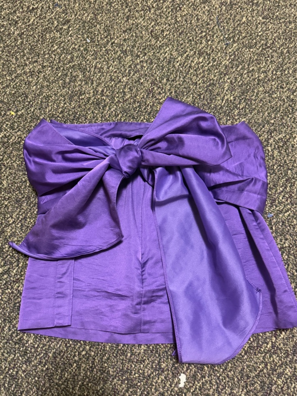 J Crew Purple Silk Mini Skirt with large bow tie in the back